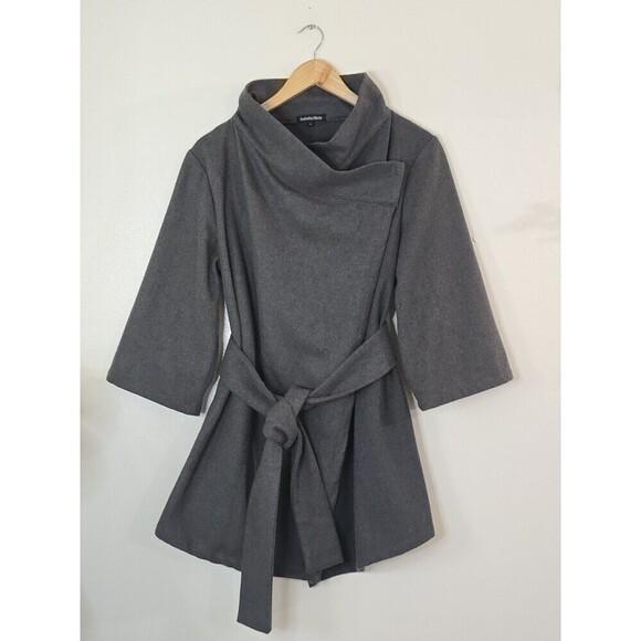 Isabella Oliver Maternity Belted Wrap Coat Size Small Gray Wool Blend Jacket - Picture 1 of 11